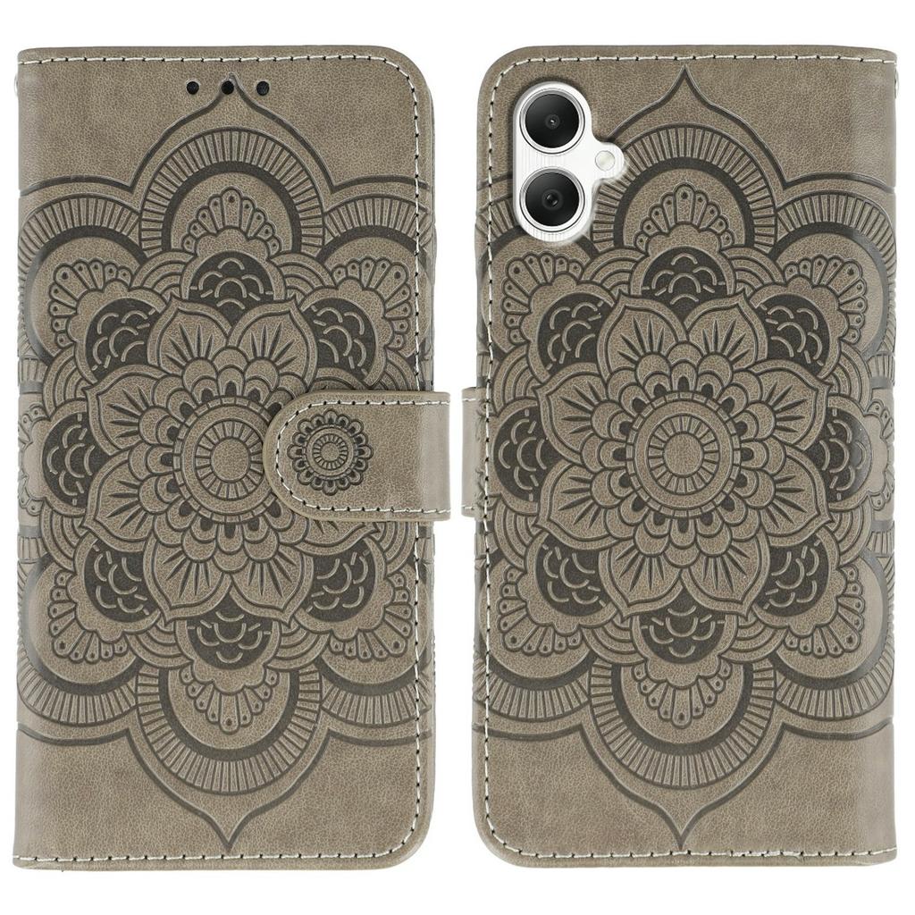 For Samsung Galaxy A06 4G/5G/A07 Case PU Leather Mandala Imprinted Design Wallet Phone Cover with Wrist Strap
