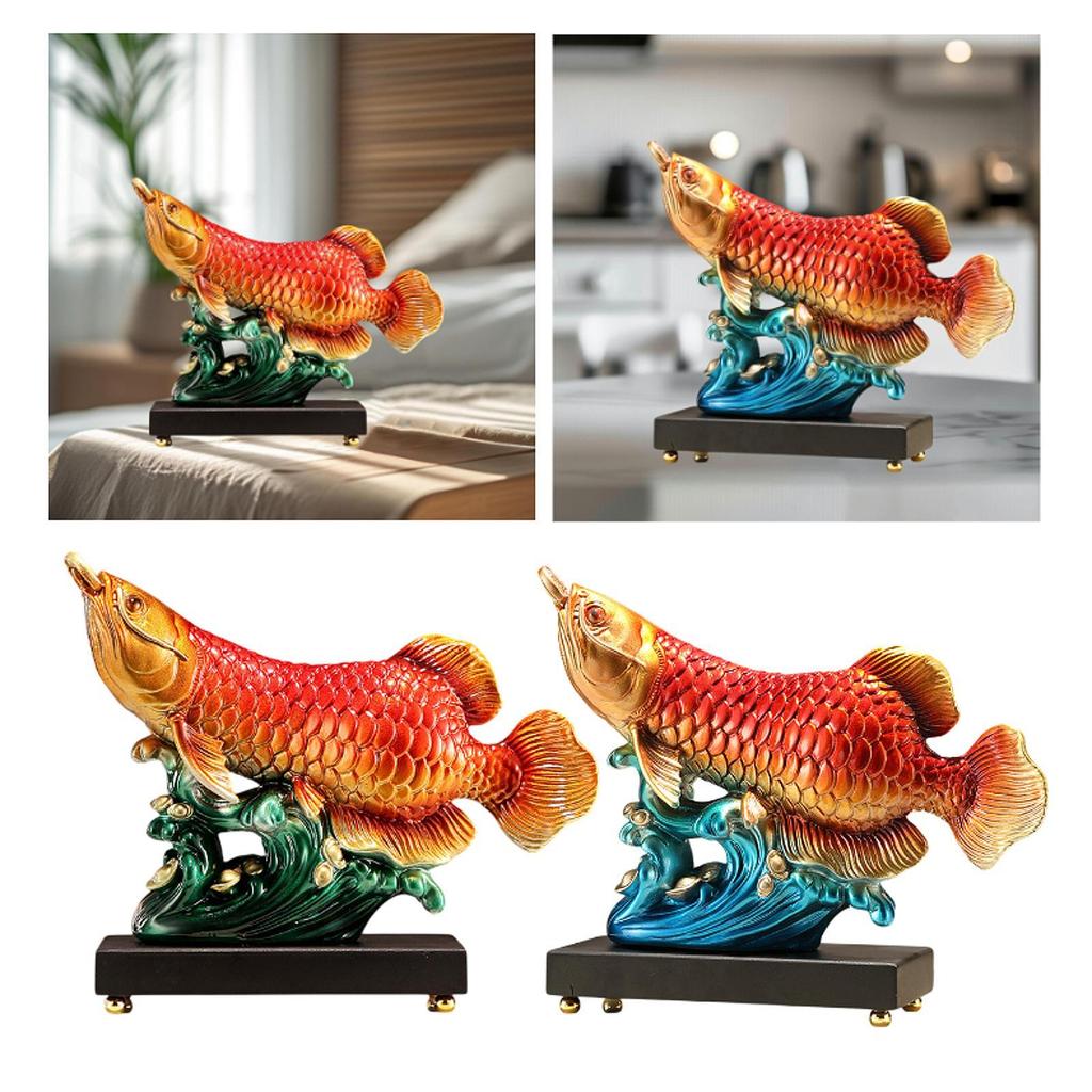 Arowana Fish Statue Resin Decorative Figurine for Entrance Bookshelf Shelf
