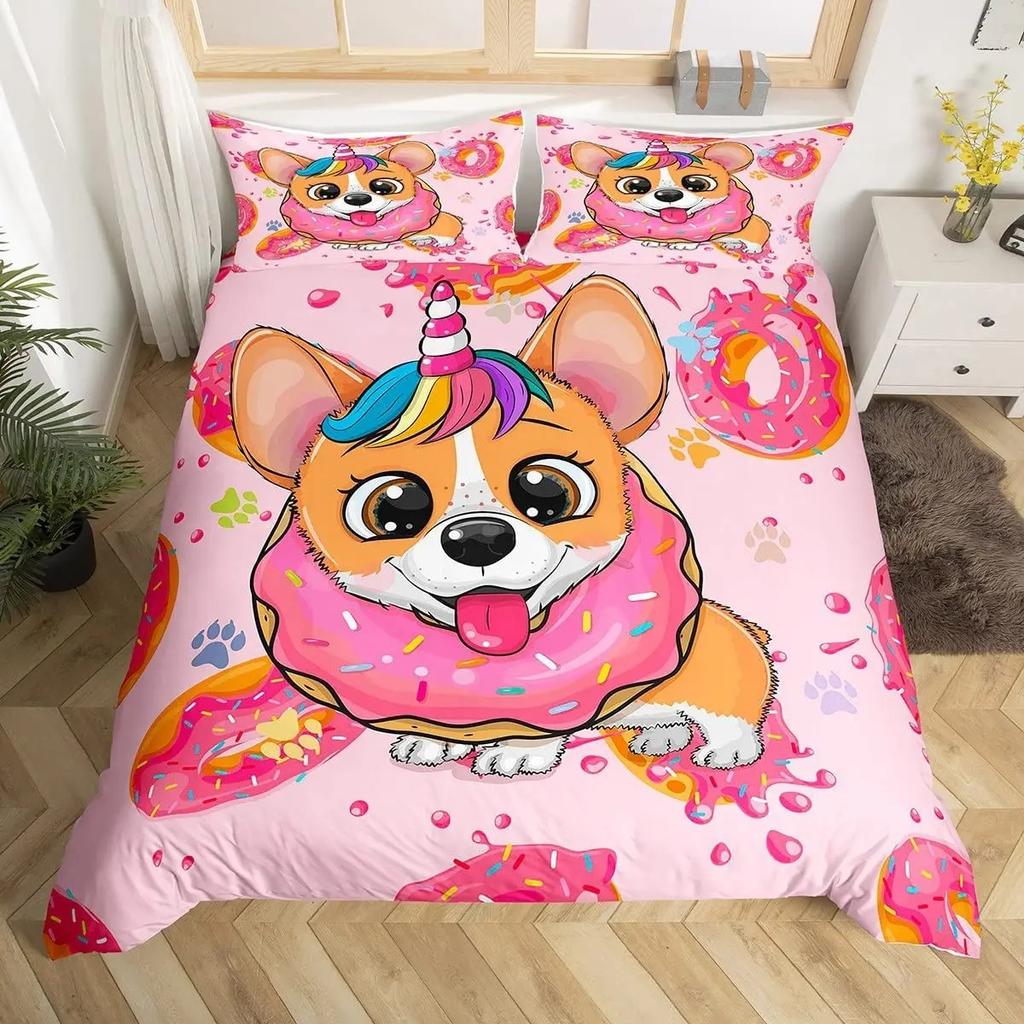 Rainbow Unicorn Duvet Cover Cute Dreamy Horse Comforter Cover Cartoon Little Unicorn Bedding Set Twin For Girl Teen Kawaii Gifts