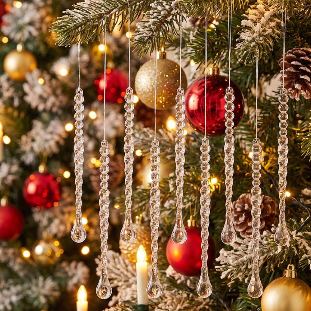 Transparent Christmas Hanging Pendants Twist Bead Drop Ornaments Holiday Party Decoration