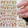 1pc Holographic 3D Butterfly Nail Art Stickers Adhesive Sliders Colorful DIY Golden Nail Transfer Decals Foils Wraps