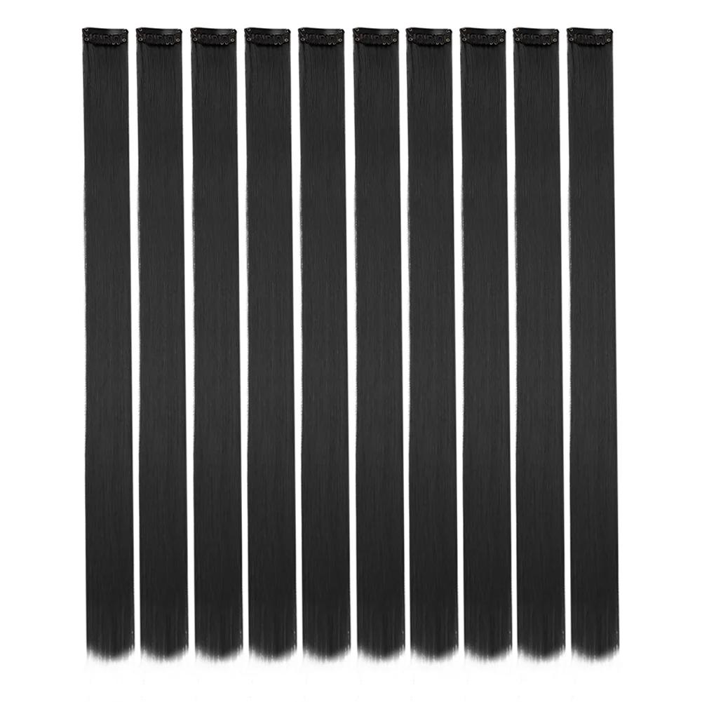 10 шт./упак. Цветные накладные пряди для вечеринки, заколки для волос для девочек, 18 дюймов, омбре, прямые, синтетические 2027