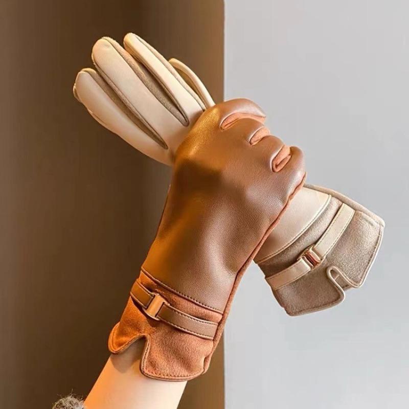 Новые женские перчатки для зимы Теплые и плюшевые Утолщенные Непродуваемые Перчатки для вождения с сенсорным экраном для езды на велосипеде на открытом воздухе