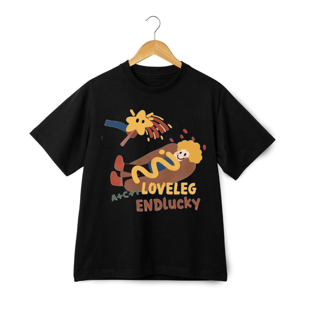 Футболка с графикой хот-дога Loveleg Endlucky - Забавная мемная унисекс уличная футболка