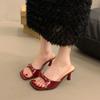 2024 New Hot Selling High Quality Summer Women's Slippers Square Heel Open Toe Women's Shoes Banquet Party Solid Color