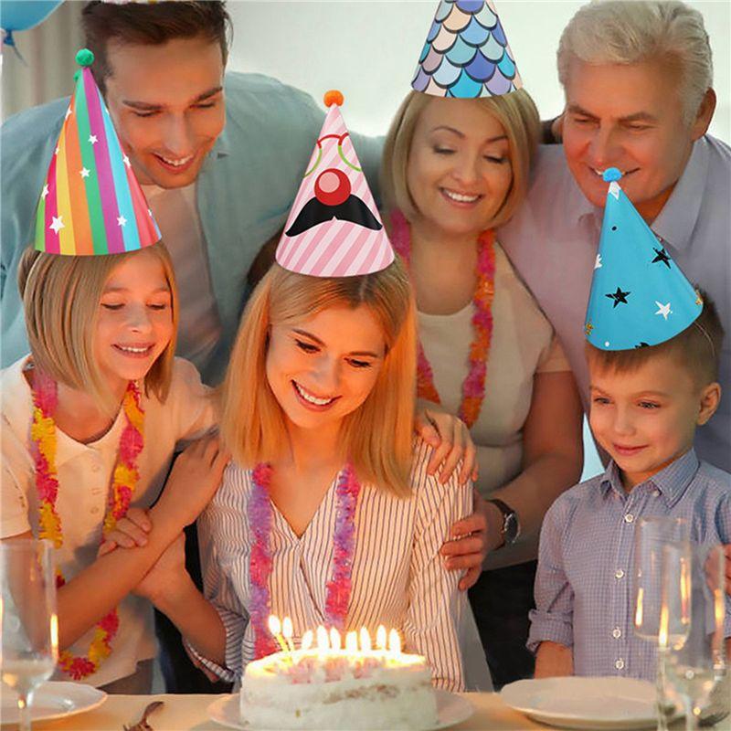 ABWR-32Pcs Paper Gold Foil Happy Birthday Party Cone Hats For Adults And Kids Party Decoration