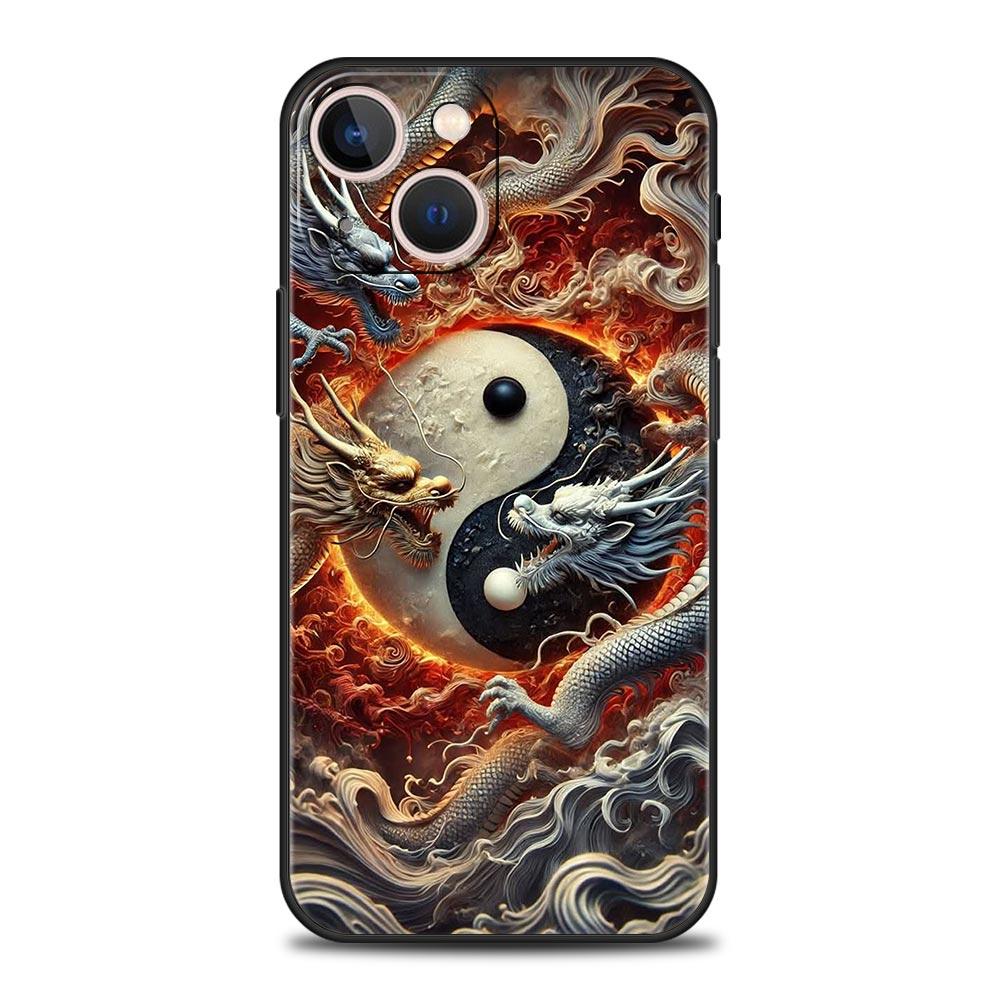 Китайский стиль Лун Цветок Дракон Чехол для телефона для iPhone 17 16 15 14 13 12 Pro Max 11 Pro Max 17 AIR Plus Мягкий ТПУ Чехол Сумки