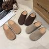 New Women's Slippers Closed Toe Round Toe Suede Clogs Sandals Autumn New Retro Solid Color Flat Bottom Women's Slingback Shoes