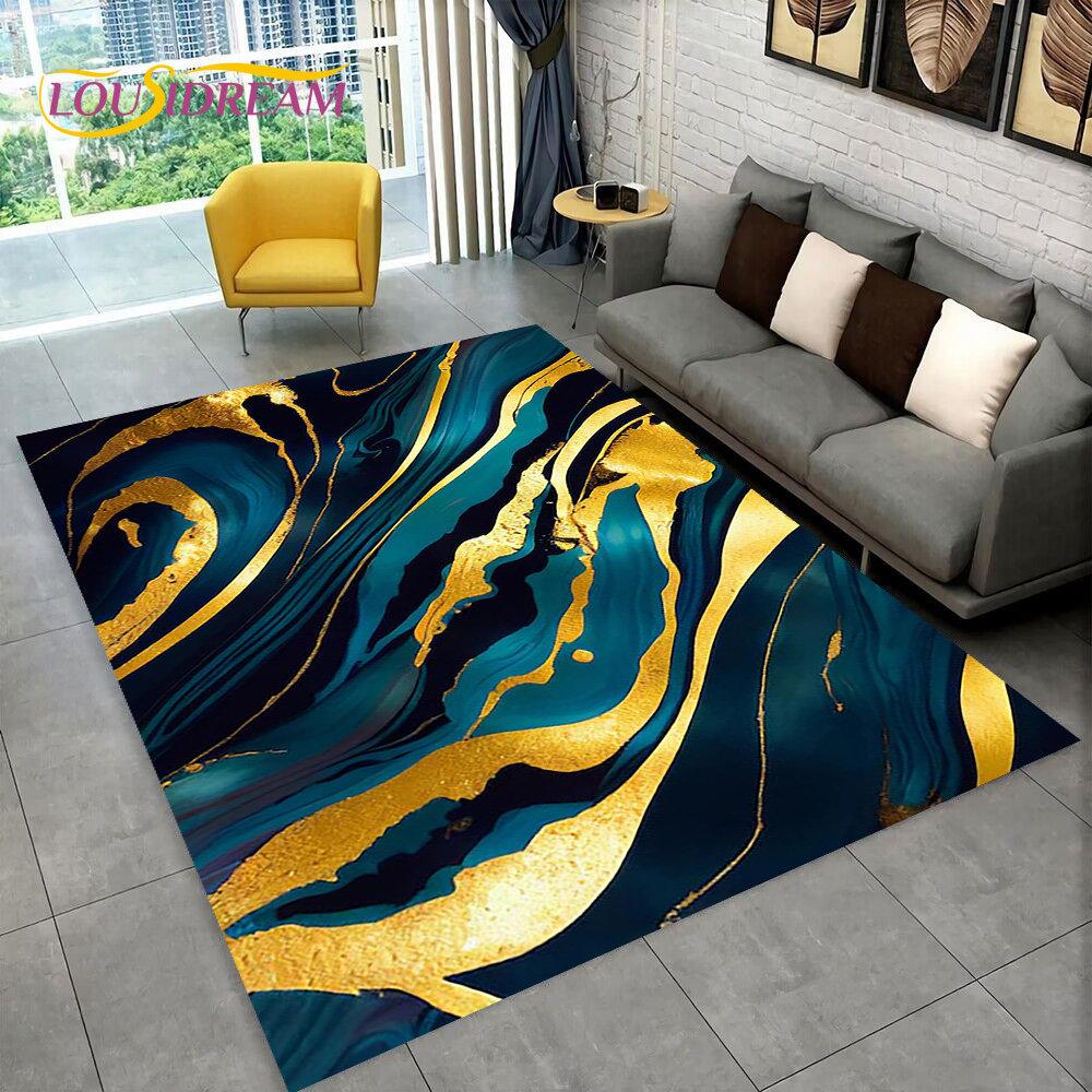 3D цвет золотого скандинавского мрамора, великолепный коврик, ковер для дома, гостиной, спальни, дивана, коврик для кухни, декор для кухни, нескользящий напольный коврик