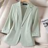 Women Summer Blazer Thin Casual Seven Sleeve Slim Fit Fashion Jacket Office Work Outfit