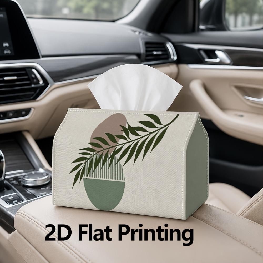 1pc, 2D Flat Printing, Tissue Box Abstract Leaf Design Pattern Printed Tissue Box, Suitable for Bathrooms, Living Rooms, Bedrooms, Dressing Tables, Co