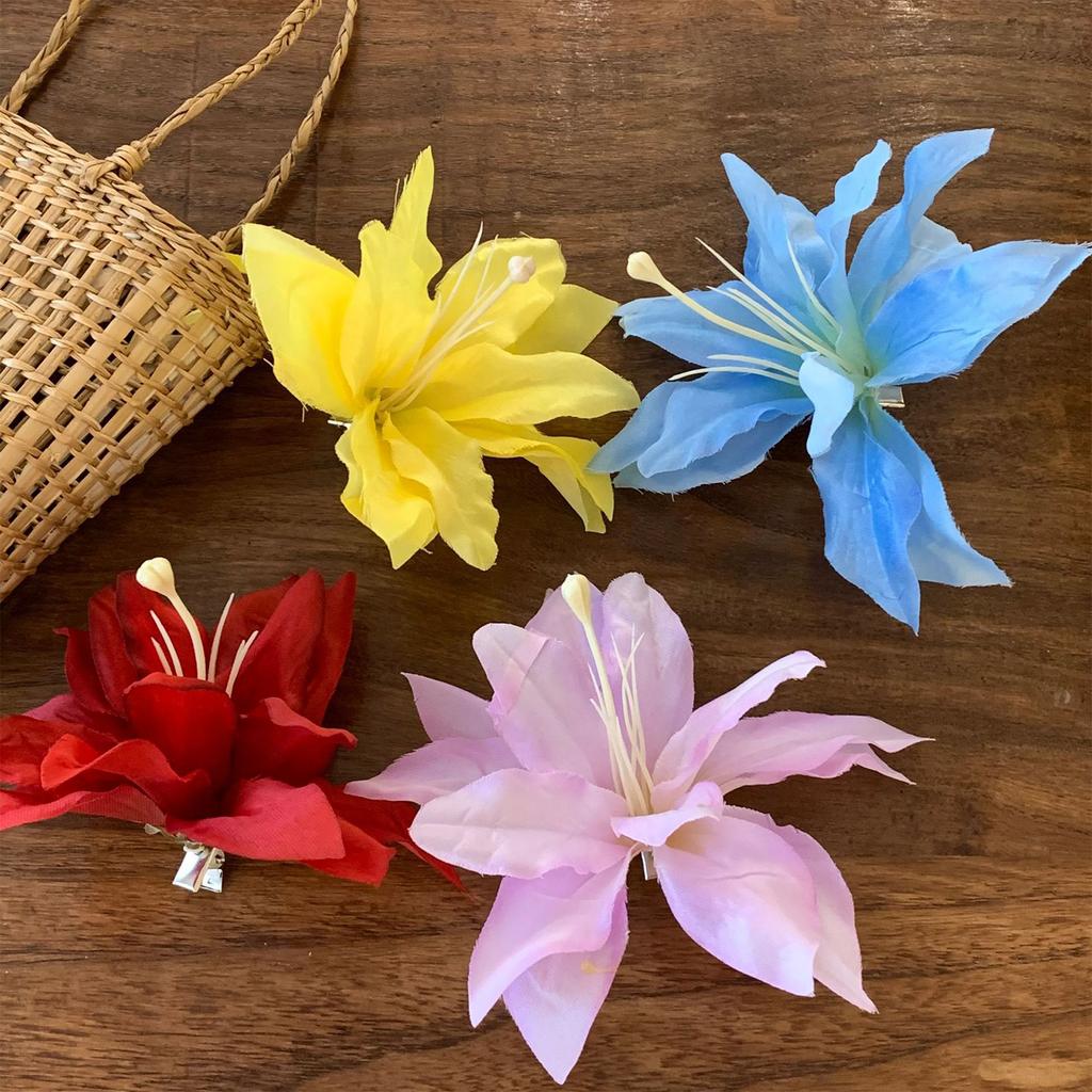 Bohemian Unique Flower Shaped Large Hair Clip Artificial Lily Hair Barrettes Hair Adornment Hair Ornaments