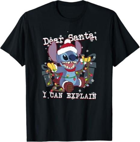 Lilo Stitch Christmas Dear Santa I Can Explain Black TShirt