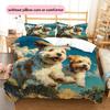 Shih Tzu and grass Pattern Bedding Home Decoration Birthday Gift (1 * duvet cover + 2 * pillowcase, without core)