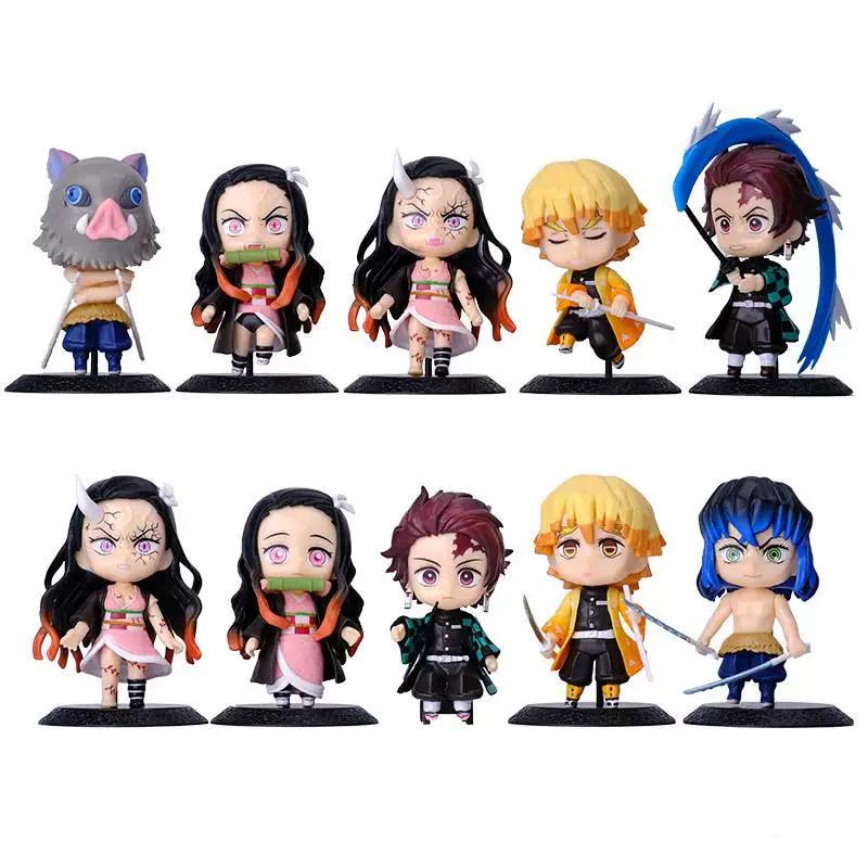 Demon Slayer Chibi-style Sitting Tanjiro And Zenitsu Agatsuma Toy Figurine/car Toy