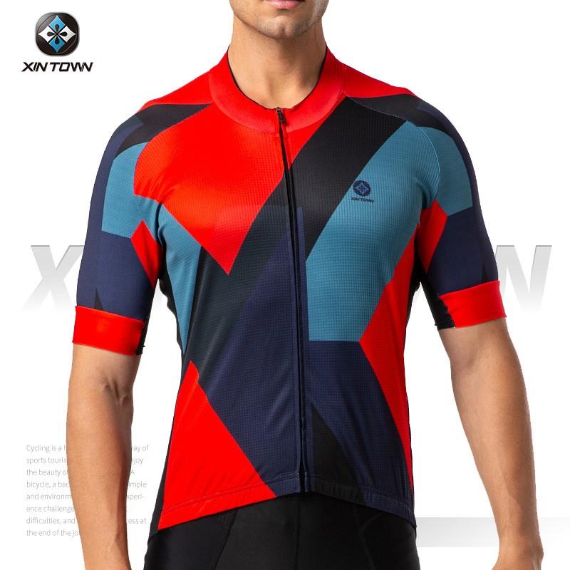 XINTOWN Short Sleeve Cycling Jersey Men Moisture Wicking Bike Shirt Outdoor Sports
