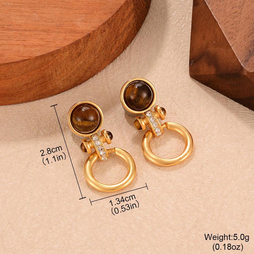 Maillard Осень/Зима Высококлассные Геометрические Серьги с Кисточками из Тигрового Глаза