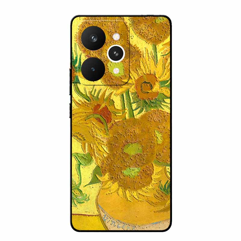 For Realme 15 Pro Cases 3D Relief Flower Emboss Black Silicone For Realme15 Pro 5G Back Cover Cartoon Funda Realme 15 Pro Bumper