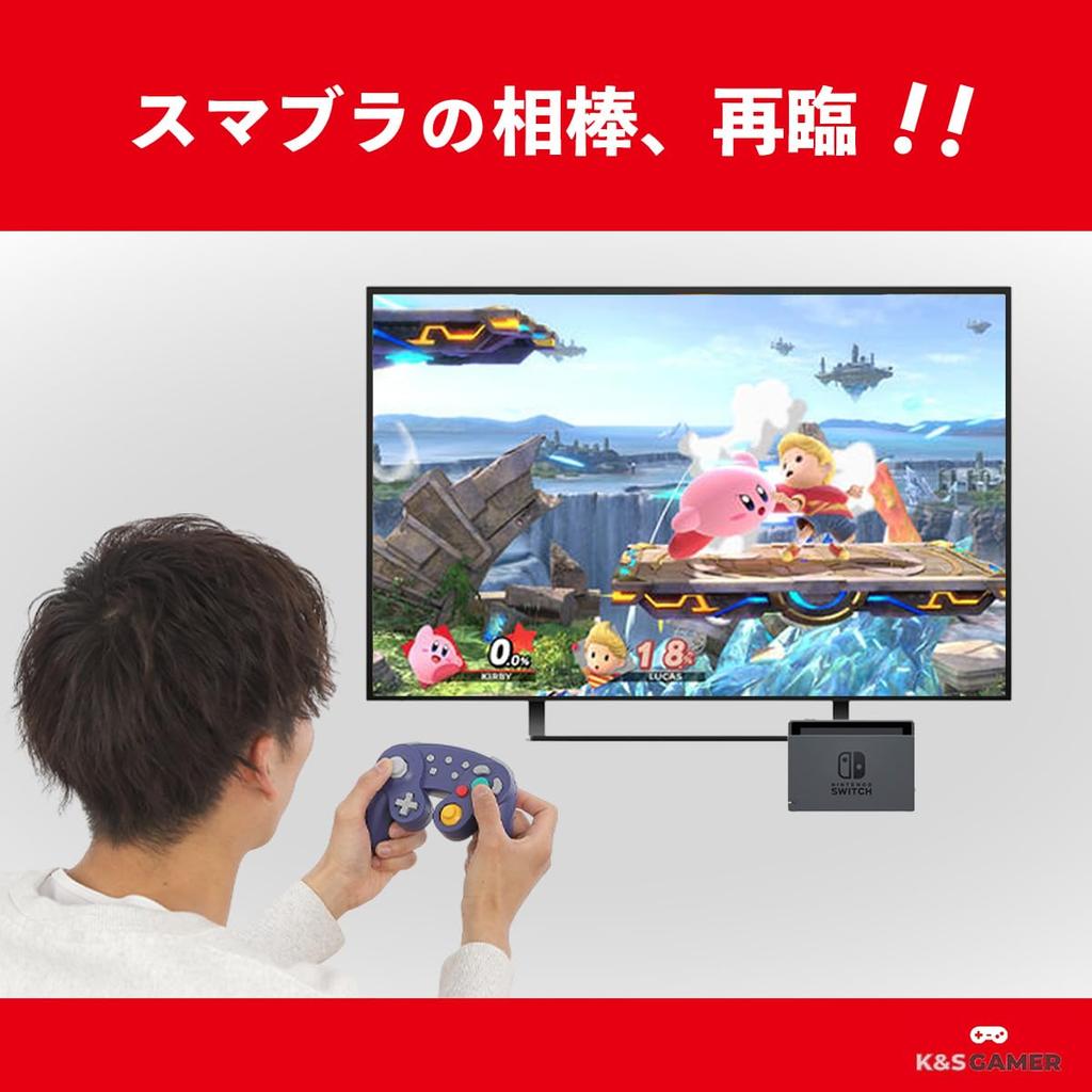 K&SGAMER Switch Pro GameCube-Style Controller (Turbo & Vibration Function) (Black)