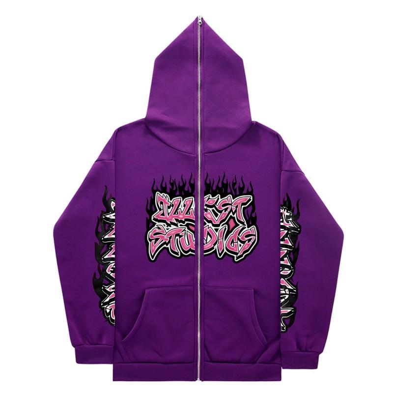 Zip-up Hoodie Gothic Streetwear Oversized Sweatshirt Men Women Y2K Style