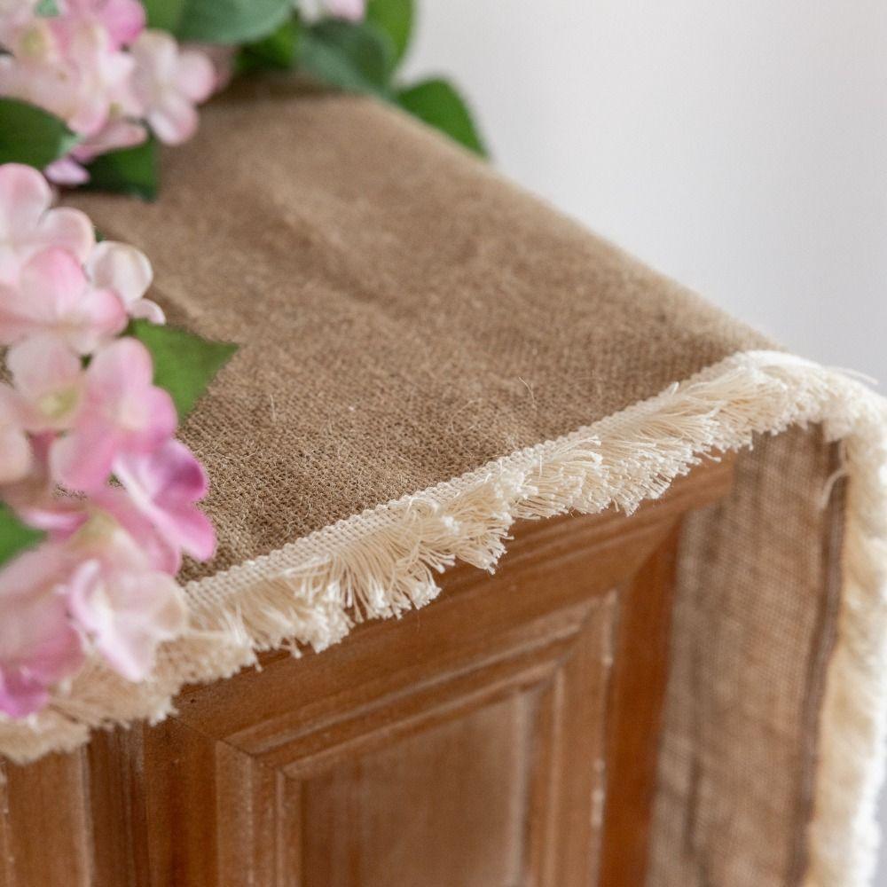 Джутовая скатерть-дорожка с кисточками, натуральные материалы, скатерть, настольный флаг, покрытие для стола, декор для стола