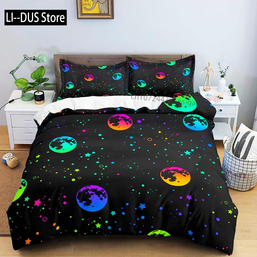 Comforter Neon Color King Rainbow Gradient Pumpkin Bedding Set Microfiber Halloween Theme Twin Comforter