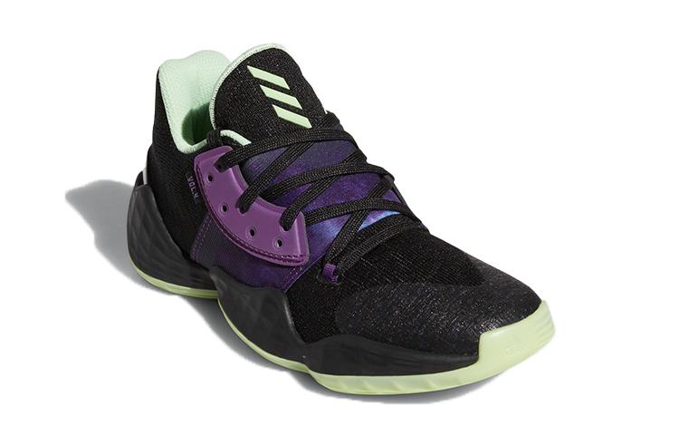 adidas Харден Вол. 4 J Дышащие Низкие Детские Баскетбольные Кроссовки Черно-Фиолетовые Подростковые FV3038