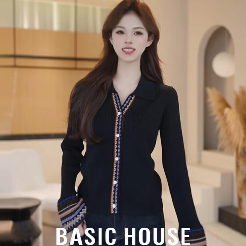 Женский кардиган Basic House в ретро-стиле из жаккардового трикотажа