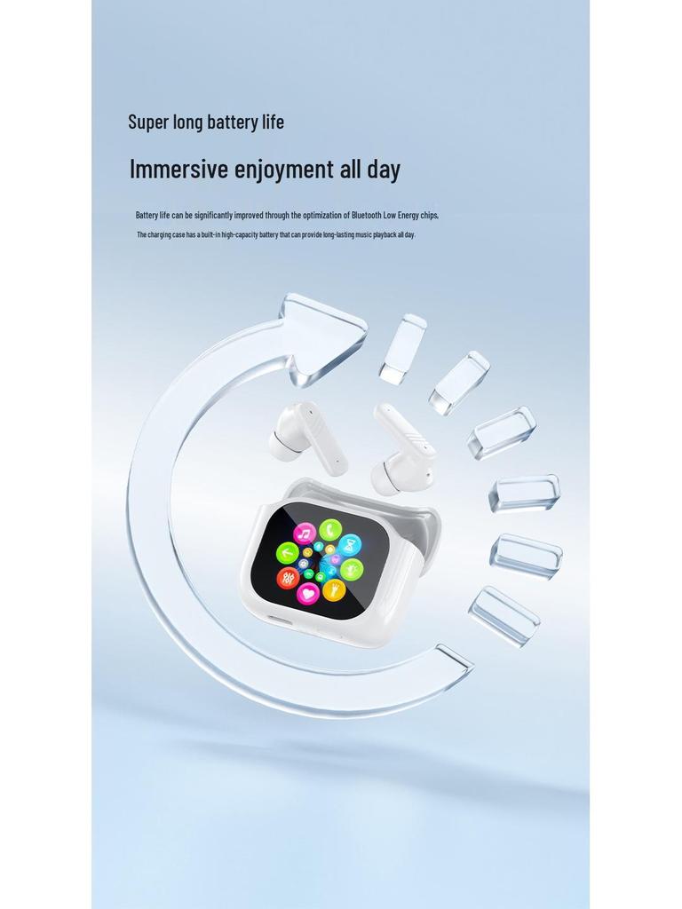 Долговечные беспроводные Bluetooth-наушники с шумоподавлением и умным цветным экраном, удобные для длительного ношения