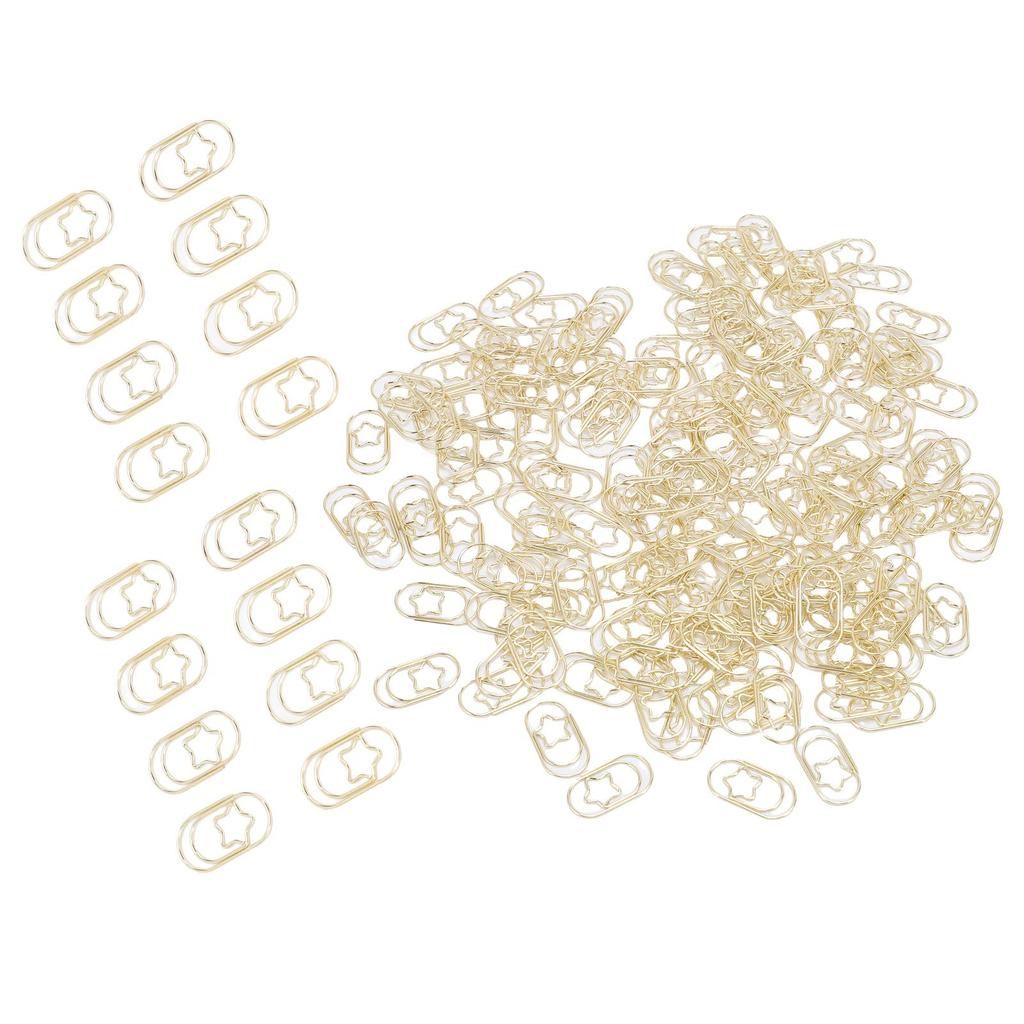 200 шт. Скрепки для бумаги в форме звезды, золотые, милые, забавные, декоративные, металлические, закладки, зажимы для планера с прозрач