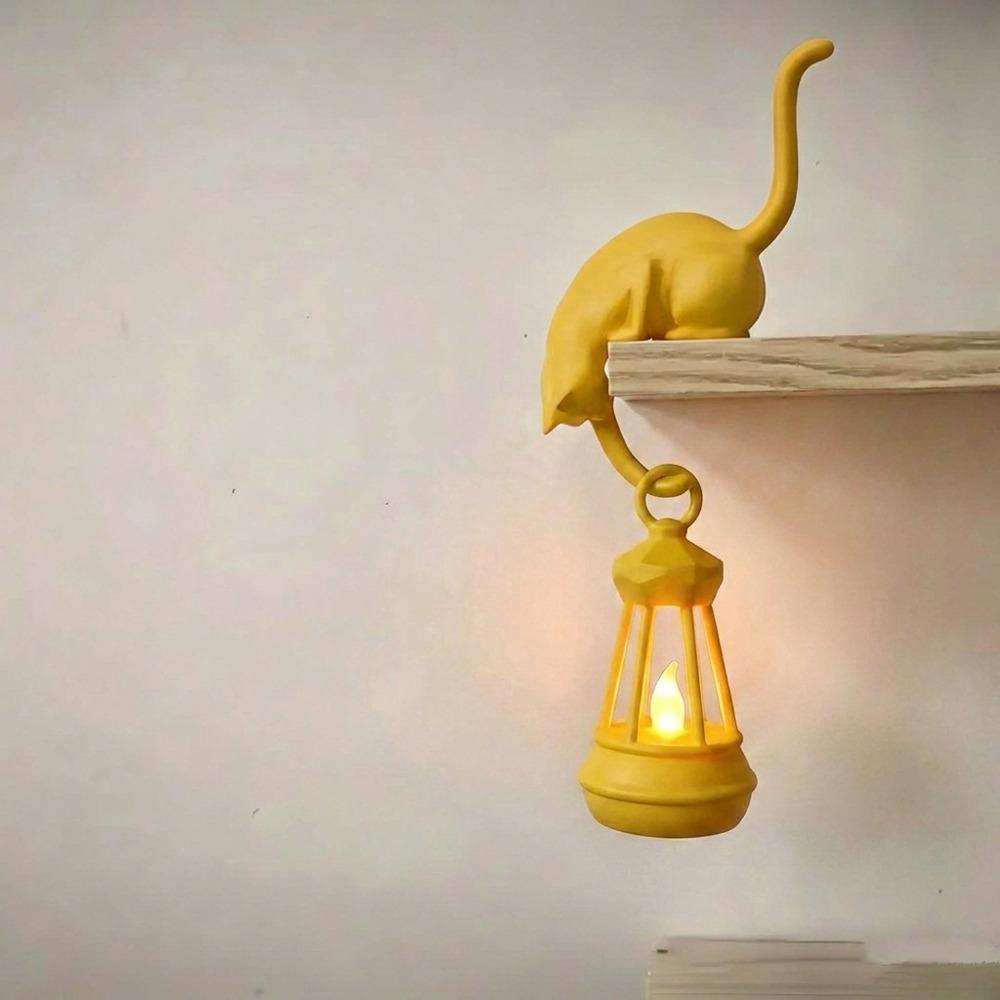 with Lantern Cat Wall Hook Light 3D Printed Cat Decor Lamp Key Rack Organizer Living Room