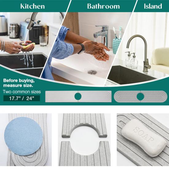 Коврик для смесителя, впитывающий коврик, быстрый камень, поднос для кухонной раковины для сушки впитывающего мыла для ванной комнаты