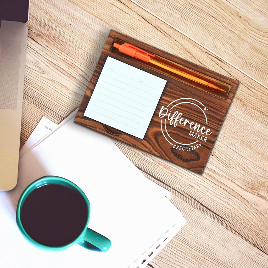 Secretary Difference Maker Self-Stick Note Pad Holder Gift for Administrative Professionals and Office Assistants, Durable and Stylish Desk