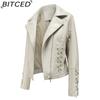 BITCED Модная вязаная кожаная куртка для женщин с ремешками, трендовая одежда, повседневная куртка