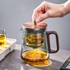 Tea Pot High Borosilicate Glass One-touch Tea Filtering TeaPot with Gift Box Office Home Tea Kettle with Anti-Scalding Handle