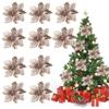 10PCS Christmas Glitter Poinsettia Flowers Christmas Decoration Reusable Artificial Flowers