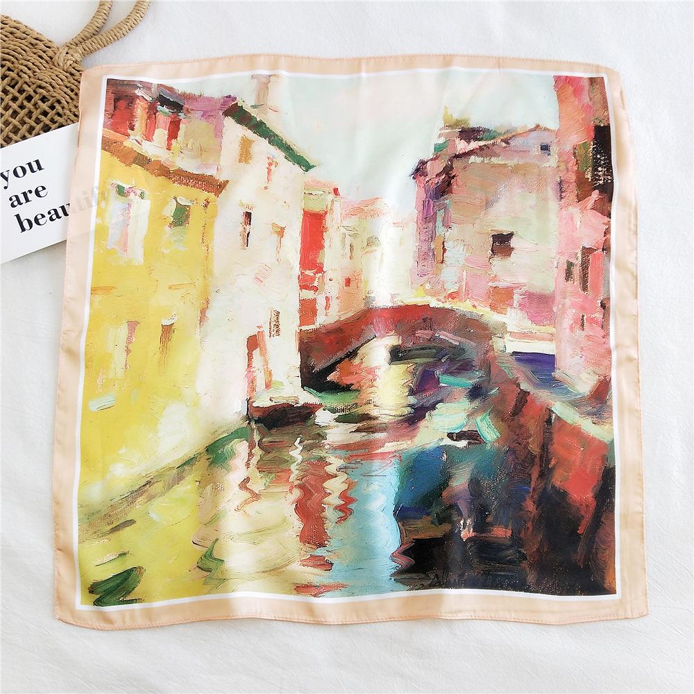 53CM Silk Scarf Small Square Scarf Versatile For Women Spring And Autumn Thin Design Fashionable And Stylish Decorative Scarf Professional Flight