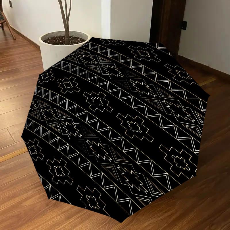 1PC Geometric Patterns Aztec Automatic Open/Close Umbrella with Windproof, 8-Rib Sturdy Canopy, Durable Ribs, Fashionable Design1289A
