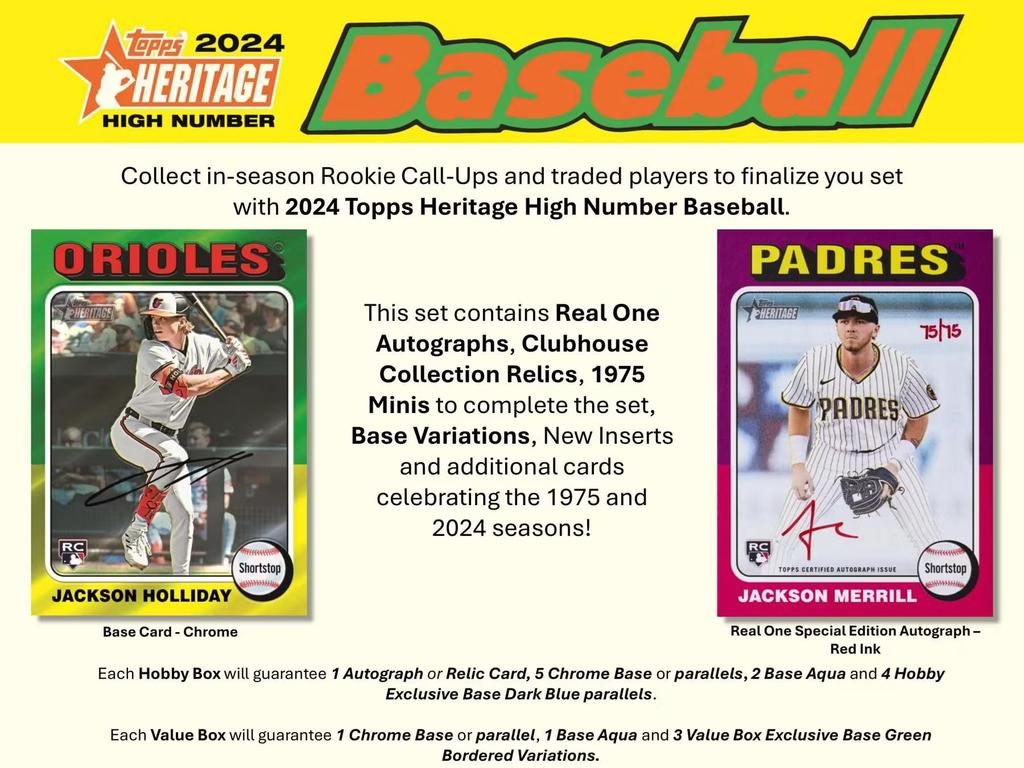 2024 Topps Heritage Baseball Hobby Trading Card Box Autograph or Relic Card Per Hobby High-Number (One Box)