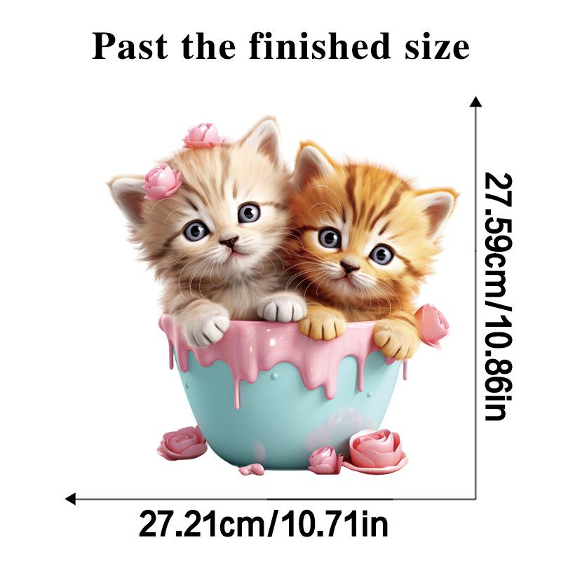 Милые наклейки на чашку с кошкой, водонепроницаемые наклейки для ванной комнаты, декор крышки унитаза для детской комнаты, съемный виниловый настенный арт