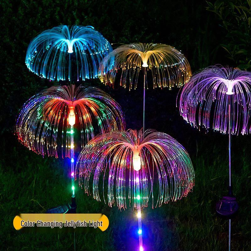 Cross-Border Solar LED Jellyfish Fiber Optic Outdoor Garden Light