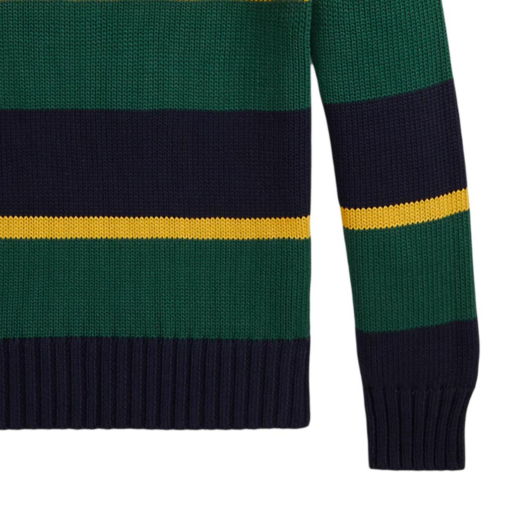 Polo Ralph Lauren Knitted Sweater FW24 Logo Embroidered Striped Mock Neck Long Sleeve Kids Sweater Blue CWPOSWEY6820543-999
