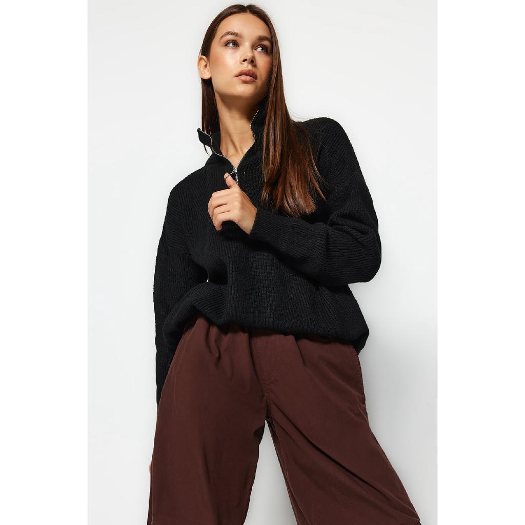 Мягкий текстурированный трикотаж антрацитового цвета на молнии Twoaw20xs0009