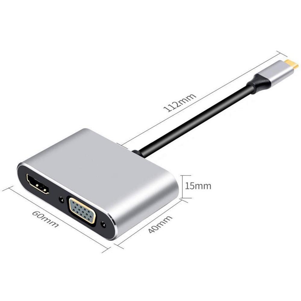 Адаптер USB C на HDMI VGA USB 3 1 PD Hub 4K HD 4 в 1 Док-станция Type C для ноутбука MacBook