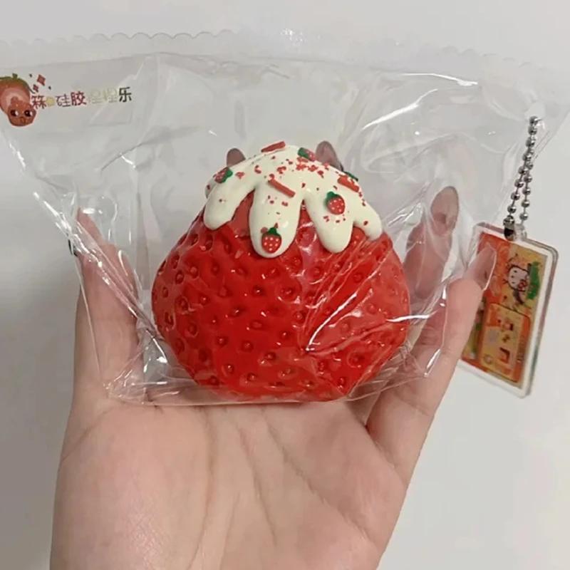 Большая Клубника Сквиши Игрушка Таба Кавайный Красный Розовый Сквиши Игрушка-Непоседа Фрукты Овощи Мягкий Подарок на День Рождения Девочки Игрушка