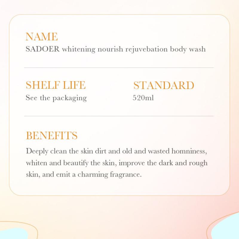 Гель для душа с витамином С 520 г SADOER отбеливающий увлажняющий очищающий гель для душа
