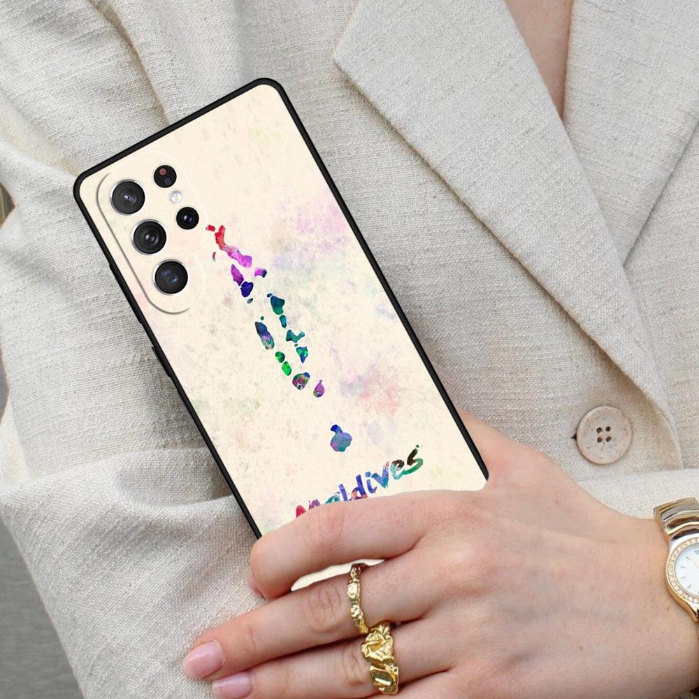Чехол для телефона с картой Мальдив для Samsung Galaxy S26 Ultra S25 S24 S23 S22 S21 S20 Note10
