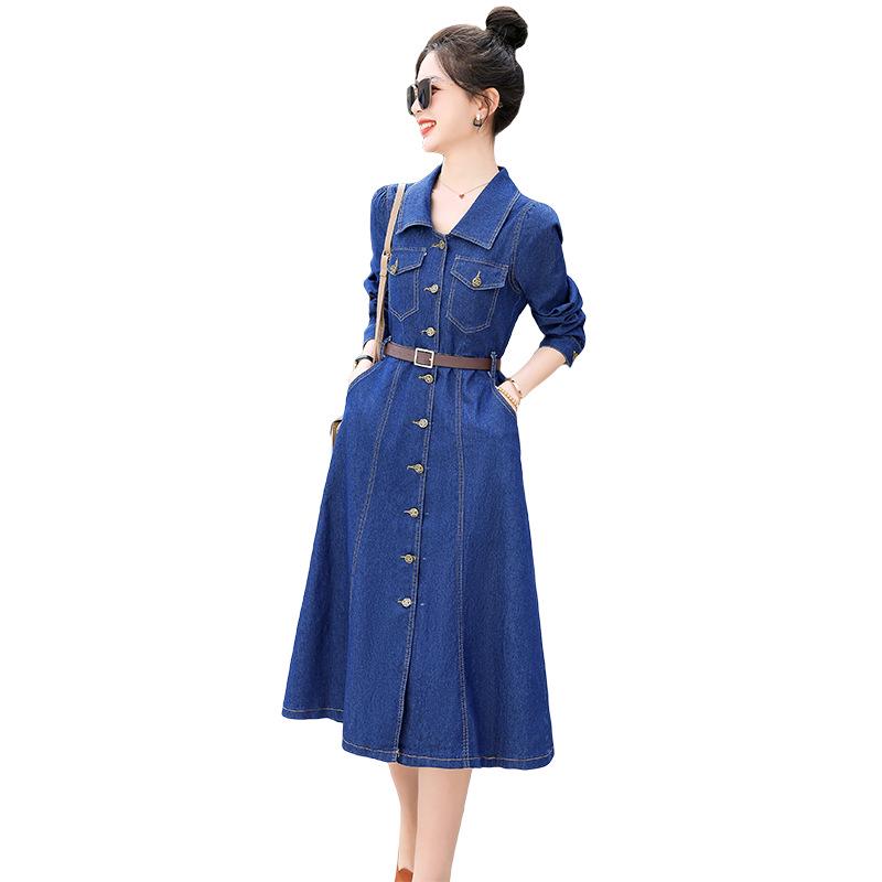 2024 Ранняя осень Европейское облегающее джинсовое платье - модная, омолаживающая, высококачественная женская длинная юбка