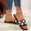 Fashion Summer Sandals Women New Summer Flat Sandals Shoes Female Designer Square Toe Bling Luxury Slippers Zapatos De Mujer