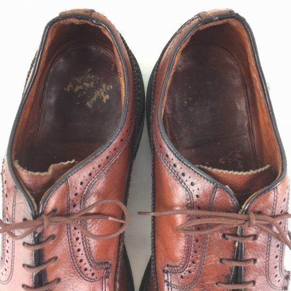 Винтажные туфли-броги American Long Wingtip производства США до 80-х годов, коричневые, размер 9.5D 27.0-27.5, мужские(ИСПОЛЬЗОВАЛ)
